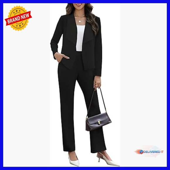 Jackets & Blazers - Women's 2-Piece Blazer Pants Set Business Casual Stretch Polyester